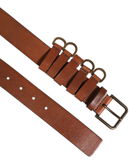 حزام دولتشي آند غابانا بني كلاسيكي ذهبي اللون للرجال مع مشبك معدني