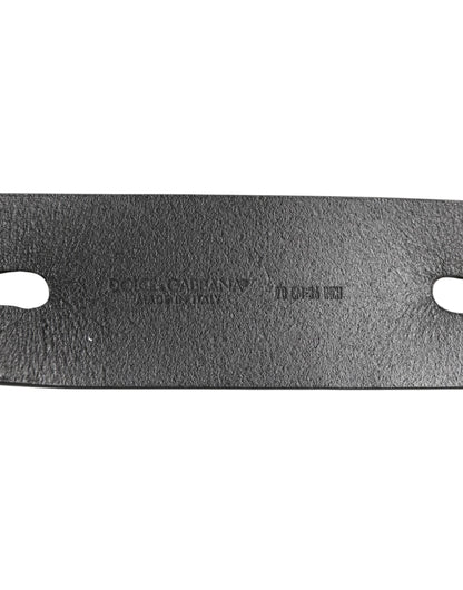 حزام دولتشي آند غابانا الأسود المزدوج المصنوع من الجلد مع مشبك فضي