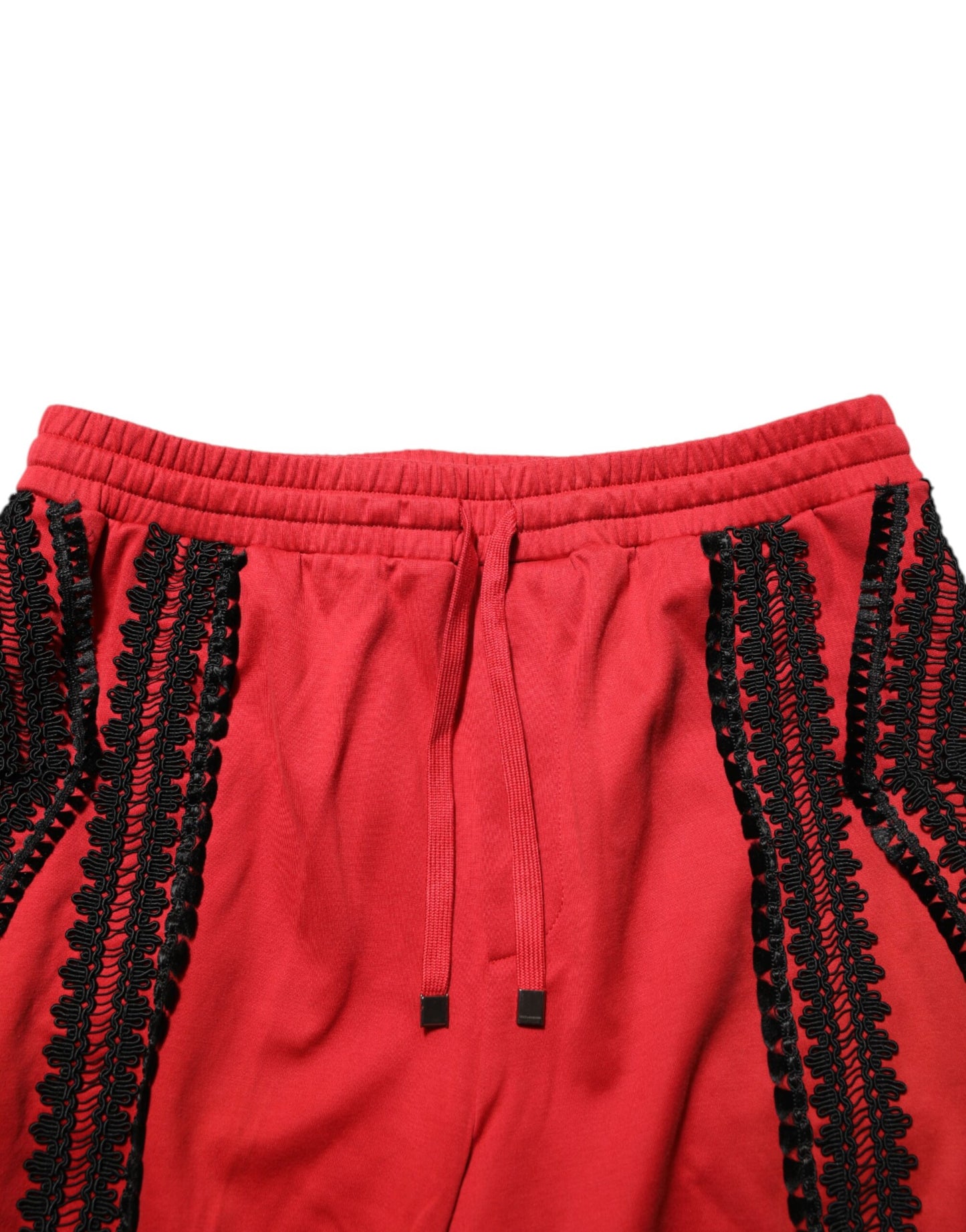 Dolce & Gabbana Red Embroidered Casual Cropped Trouser Pants