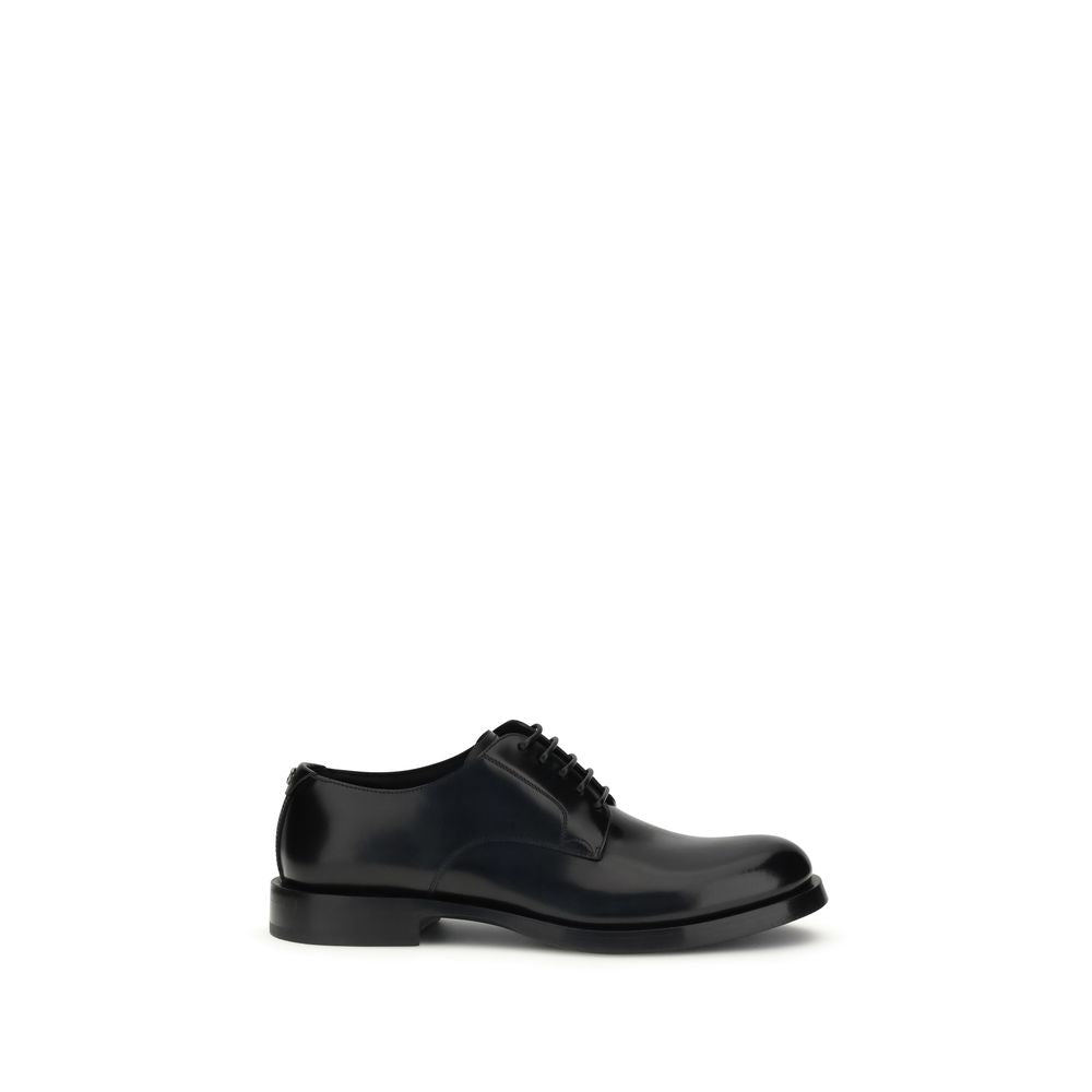 Dolce & Gabbana Black Calf Leather Bos Taurus Oxfords And Derbies