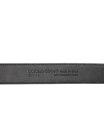 Dolce & Gabbana Black Exotic Leather Metal Logo Buckle Belt
