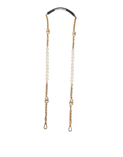 Dolce & Gabbana Black Leather Gold Chain Bag Accessory Shoulder Strap