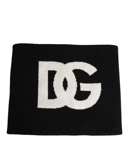 Dolce & Gabbana Black D&G Logo Cashmere Knitted Men One Size Scarf