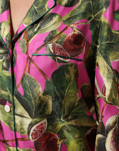 بلوزة وقميص من الحرير بطبعة تين وردية فاتحة من دولتشي آند غابانا