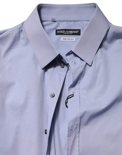 Dolce & Gabbana Blue SICILIA Cotton Men Dress Formal Shirt