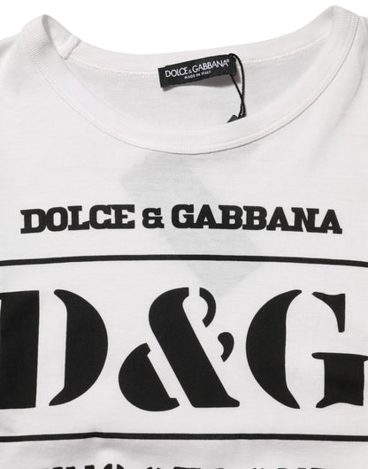 Dolce & Gabbana White Logo Camouflage Crew Neck Men T-shirt