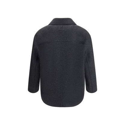 Fendi Gray Fleece Wool Coat