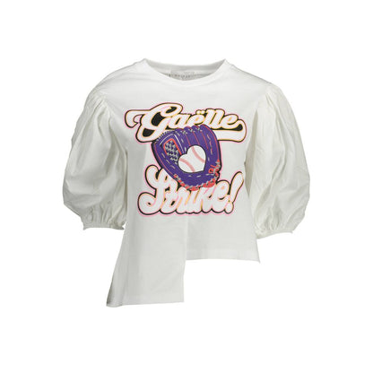Gaelle Paris Bianco Cotton Women T-Shirt