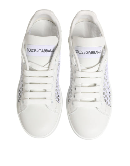 Dolce & Gabbana White Mesh Inserts Low Top Sneakers Shoes