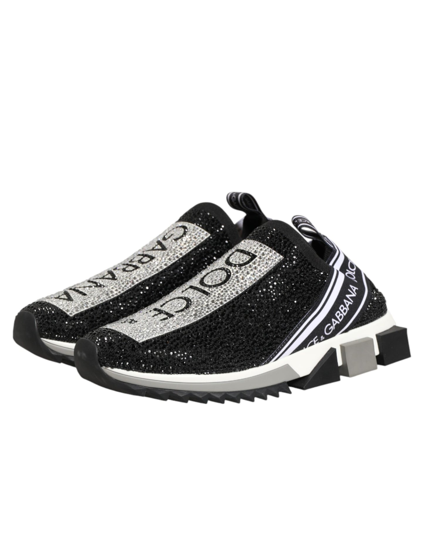 Dolce & Gabbana Black Silver Slip On Sorrento Sneakers Shoes