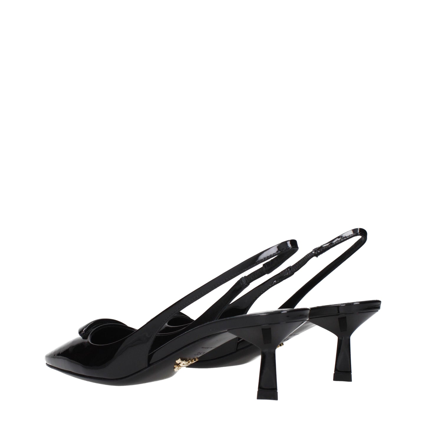 Prada Black Leather Mid Heel Pumps