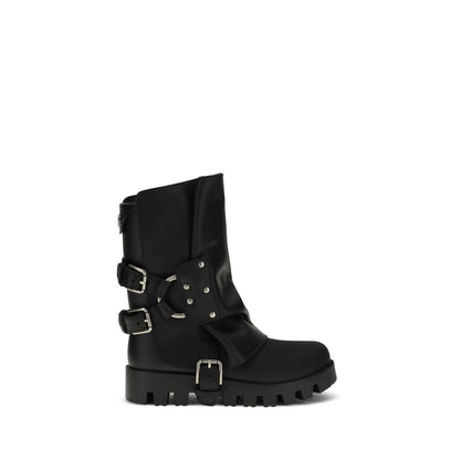 Dolce & Gabbana Black Calf Leather Bos Taurus Ankle Boots