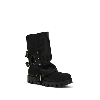 Dolce & Gabbana Black Calf Leather Bos Taurus Ankle Boots