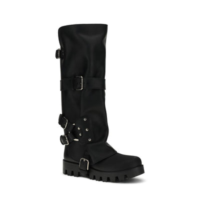 Dolce & Gabbana Black Calf Leather Bos Taurus Lace-Up Boots