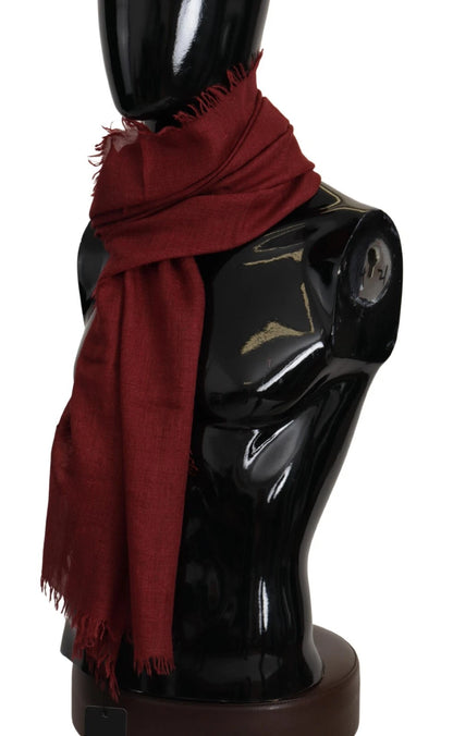 Dolce & Gabbana Red DG Crown Cashmere Silk Shawl Fringe Wrap Scarf