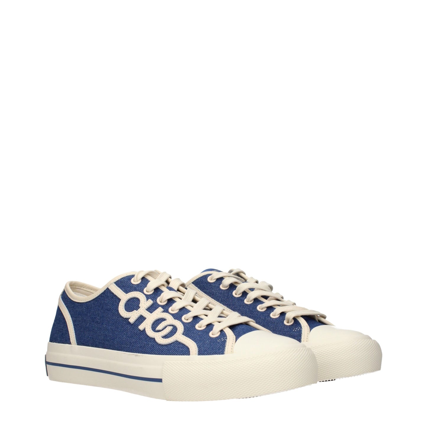 Jimmy Choo Blue Fabric Low Top Sneakers