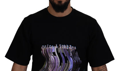Dolce & Gabbana Cotton Black Printed Crewneck Tee T-shirt