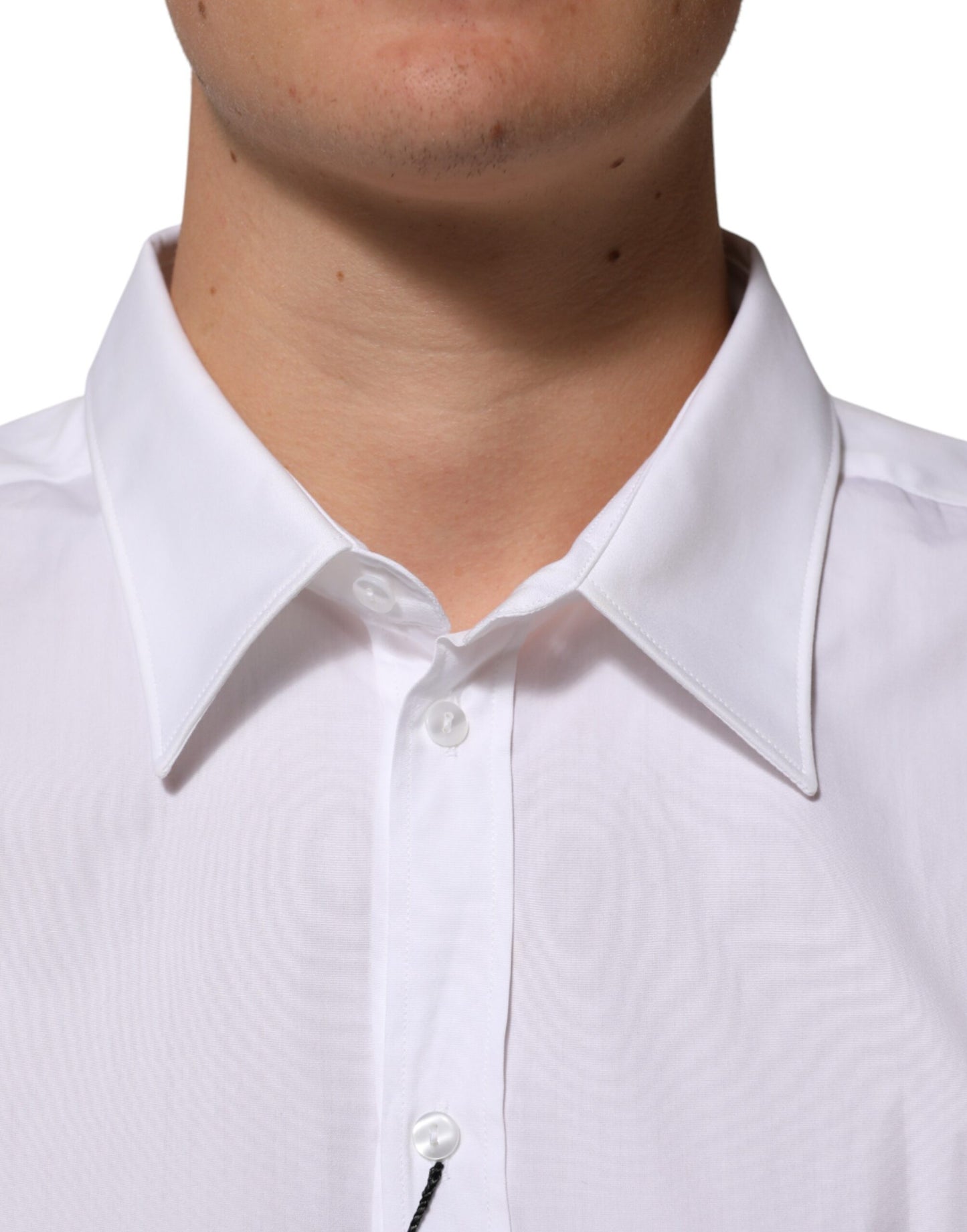 Dolce & Gabbana White Cotton Collared Long Sleeve Men Dress Shirt