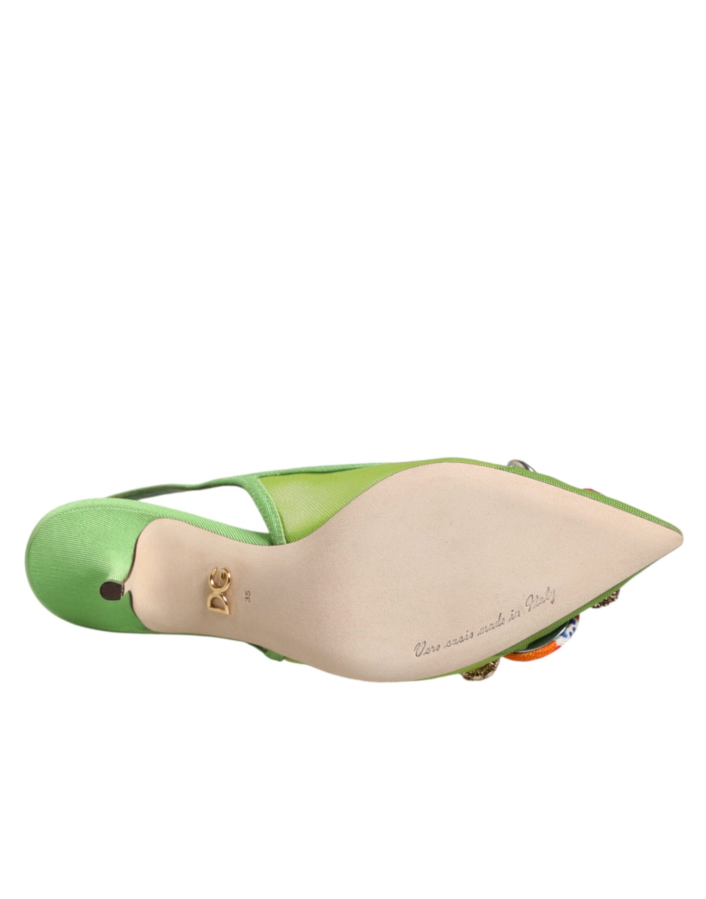 حذاء دولتشي آند غابانا بكعب مفتوح من الخلف ومزين باللون الأخضر