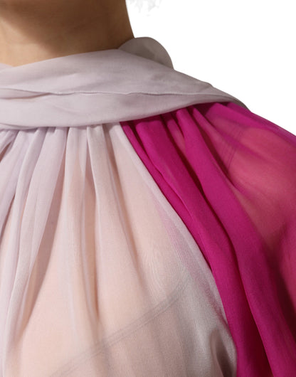 بلوزة دولتشي آند غابانا الحريرية متعددة الألوان بأكمام قصيرة