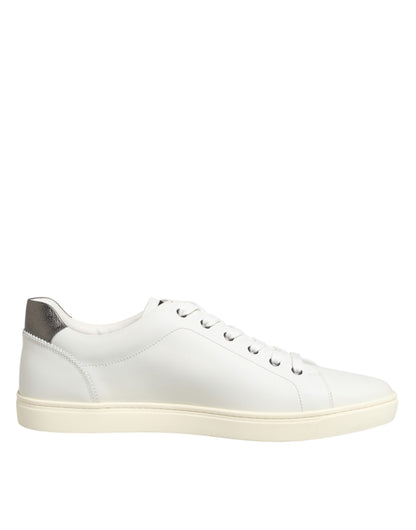 Dolce & Gabbana White Leather Heart Embellished Sneakers Shoes