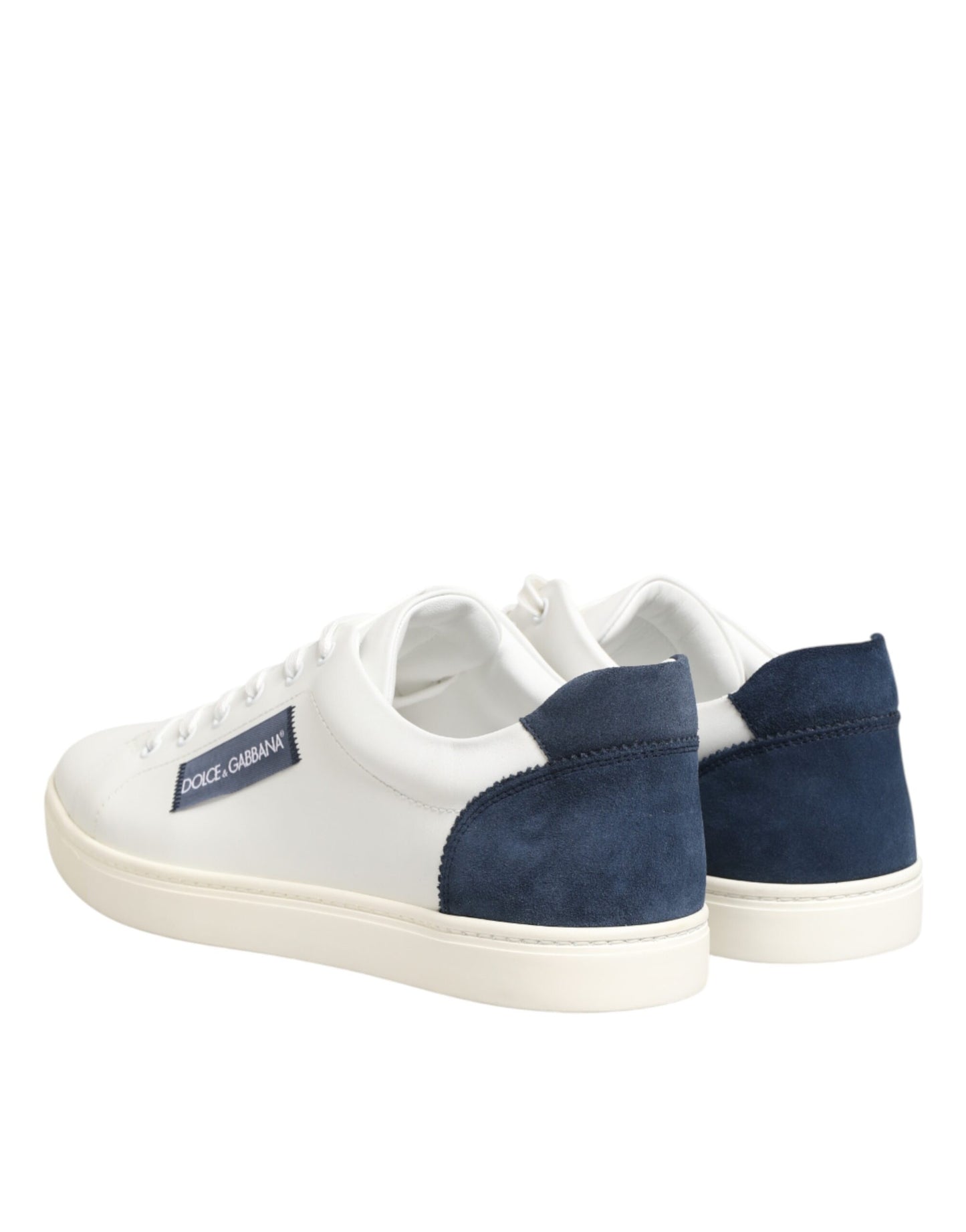 Dolce & Gabbana White Blue Leather Logo Patch Sneakers Shoes
