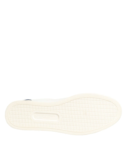 Dolce & Gabbana White Blue Leather Logo Patch Sneakers Shoes