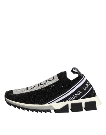 Dolce & Gabbana Black Strass Slip On Men Sorrento Sneakers Shoes