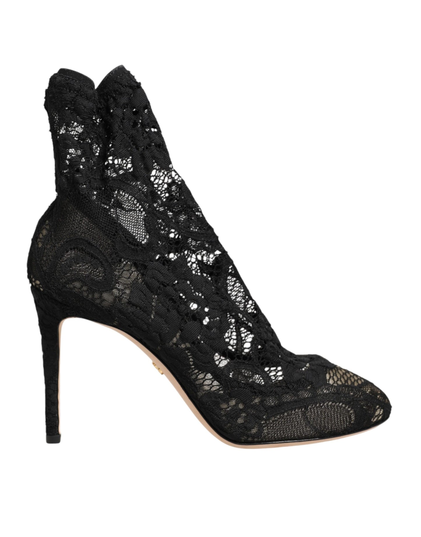 Dolce & Gabbana Black Stretch Socks Taormina Lace Boot Shoes
