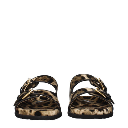 Dolce & Gabbana Beige Velvet Slippers