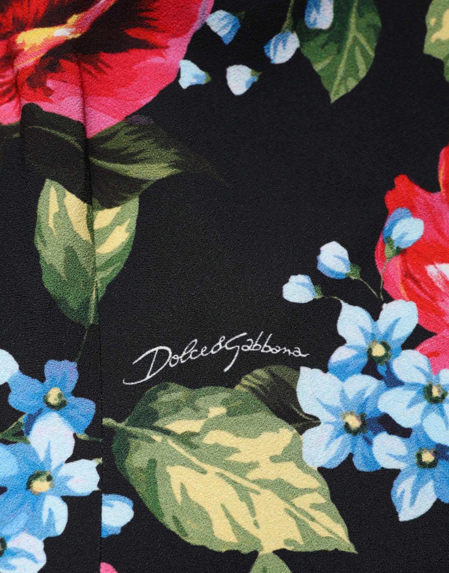 Dolce & Gabbana Black Floral Print Viscose Sheath Midi Dress