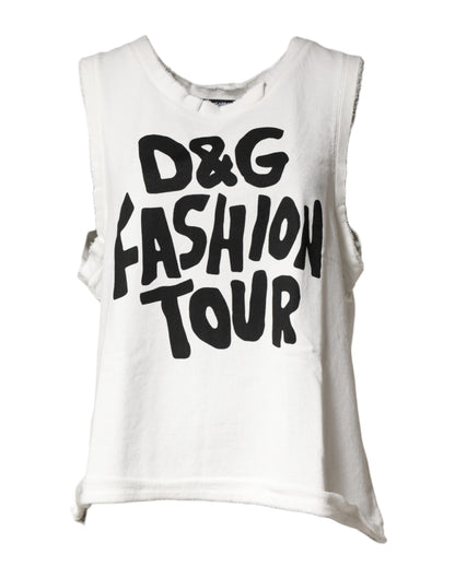Dolce & Gabbana White Graphic CrewNeck Sleeveless Tank T-shirt