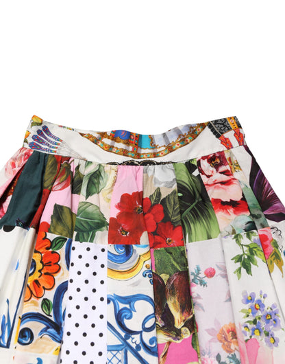 Dolce & Gabbana Multicolor Patchwork High Waist Midi Skirt