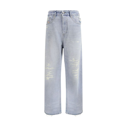 Diesel Blue Cotton Relaxed Fit Jeans