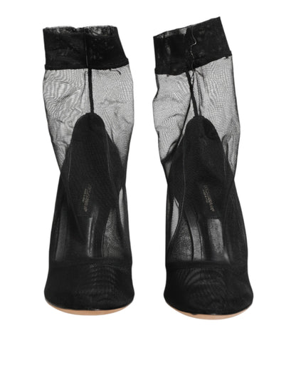 Dolce & Gabbana Black Nylon Stretch Mesh Sock Boots  Shoes