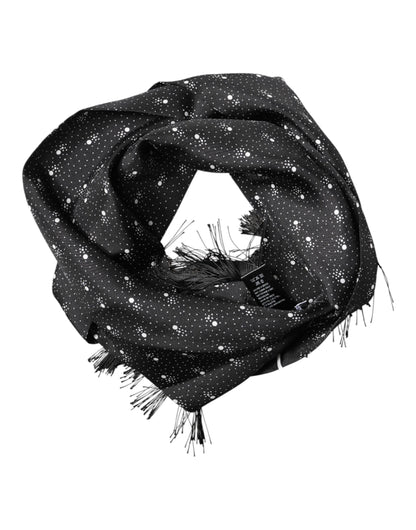 Dolce & Gabbana Black Silk Dotted Men Neck Wrap Shawl Scarf
