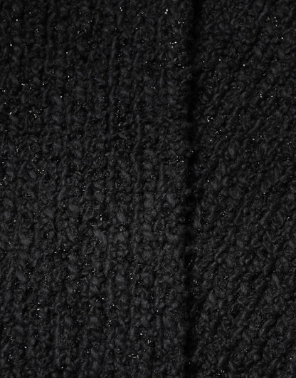 Dolce & Gabbana Black Cashmere Knit Shawl Fringes Scarf