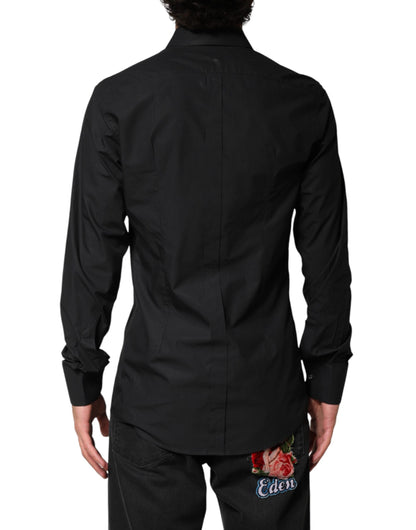 Dolce & Gabbana Black GOLD Cotton Men Dress Formal Shirt