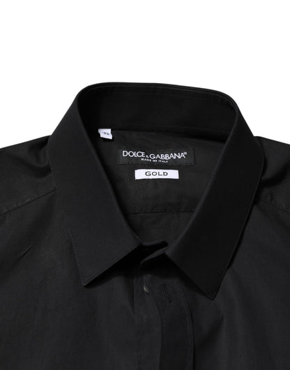 Dolce & Gabbana Black GOLD Cotton Men Dress Formal Shirt