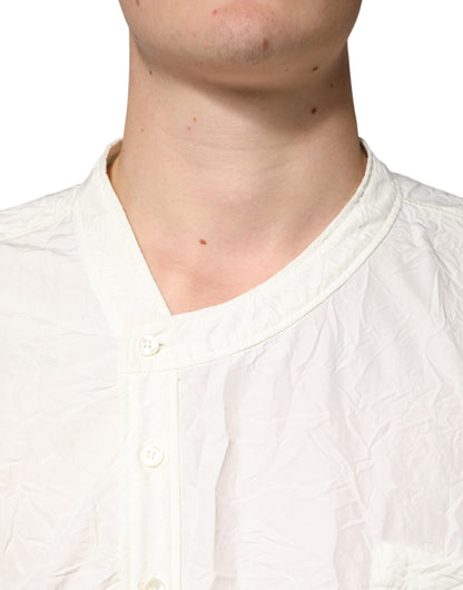 قميص رجالي من دولتشي آند غابانا، قطن أبيض، بأكمام طويلة