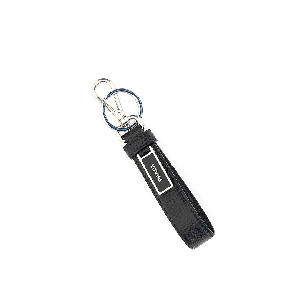 Prada Black Stainless Steel Keychain