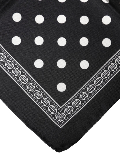 Dolce & Gabbana Black Polka Dot Square Handkerchief Scarf