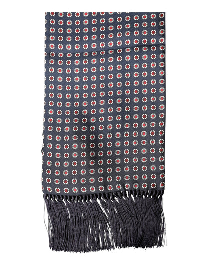 Dolce & Gabbana Black Patterned Fringes Neck Foulard Scarf