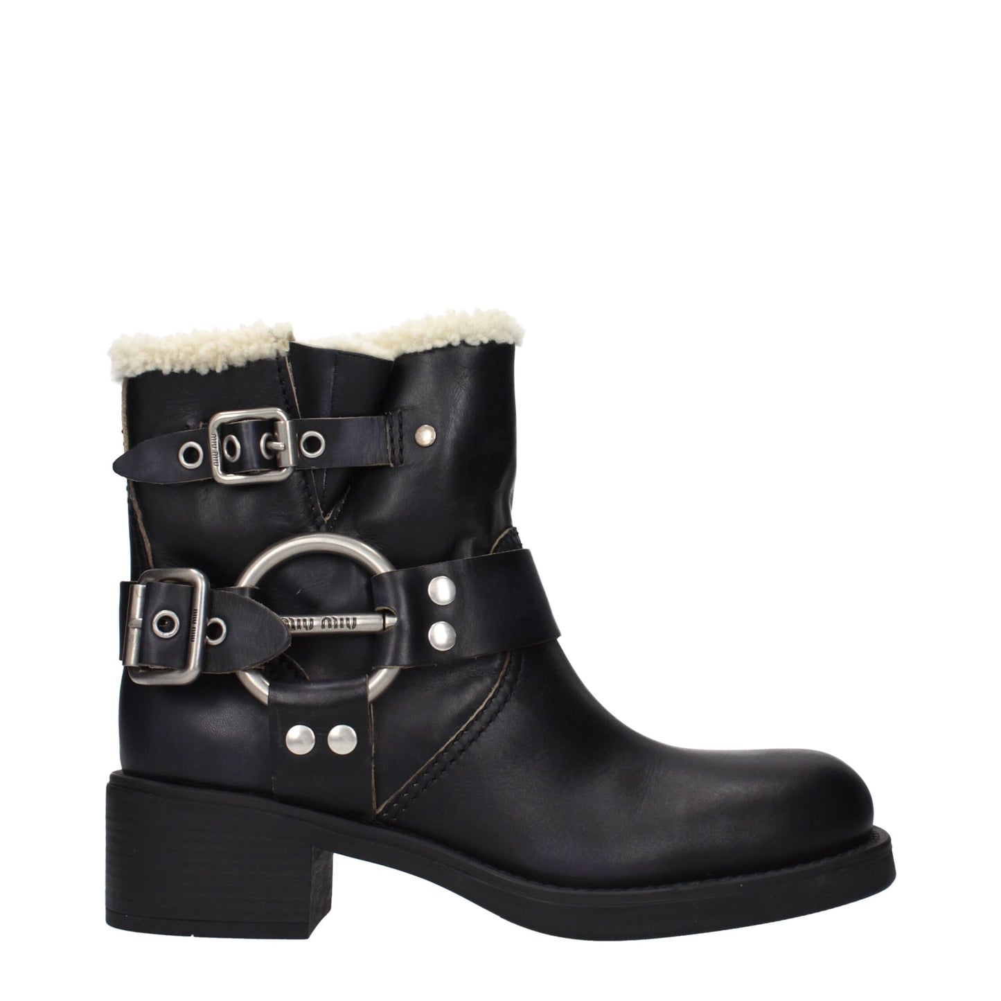 Miu Miu Black Leather Ankle Boots