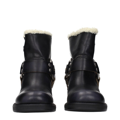 Miu Miu Black Leather Ankle Boots