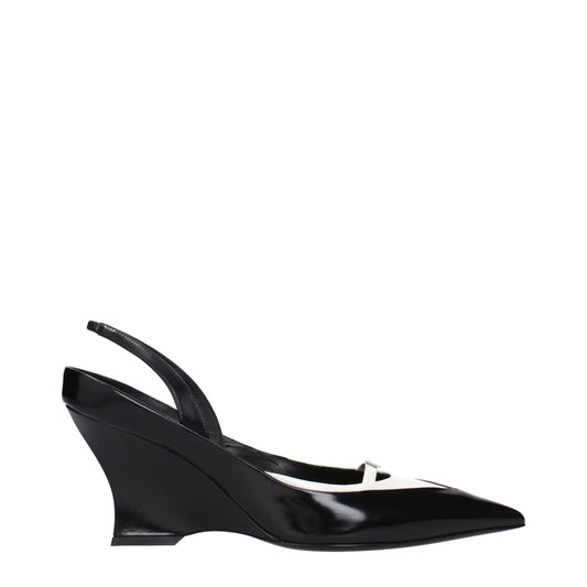 Givenchy Black Leather Wedge Sandals