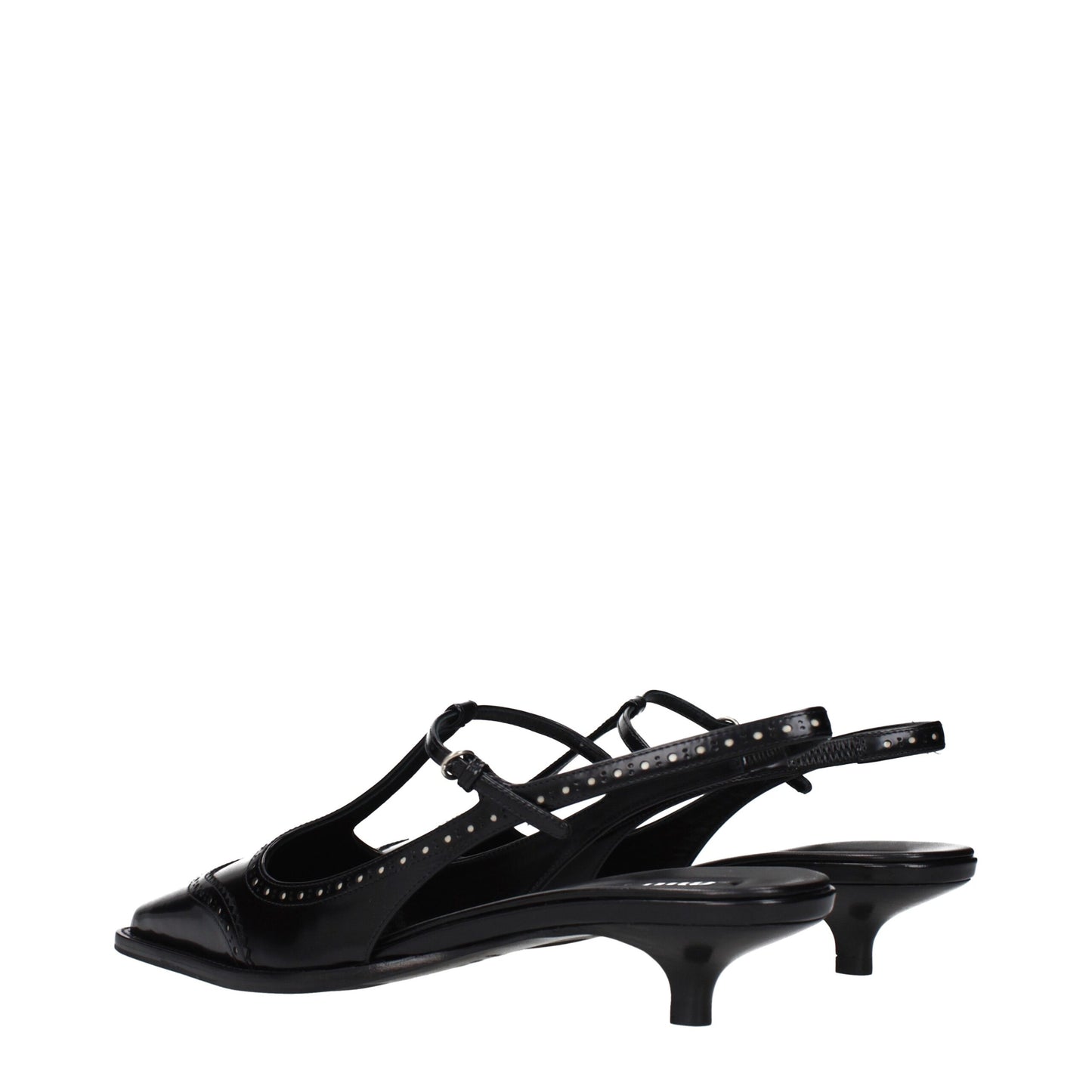 Miu Miu Black Leather Mid Heel Pumps