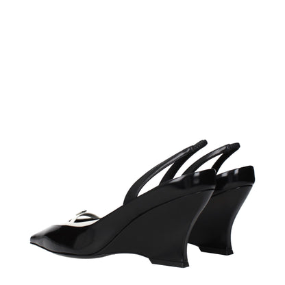 Givenchy Black Leather Wedge Sandals