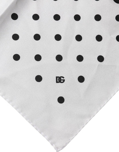 Dolce & Gabbana White Polka Dot Square Handkerchief Scarf