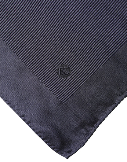 Dolce & Gabbana Blue Logo Silk Men Square Handkerchief Scarf